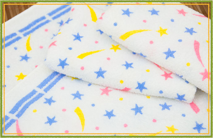 星柄フェイスタオル